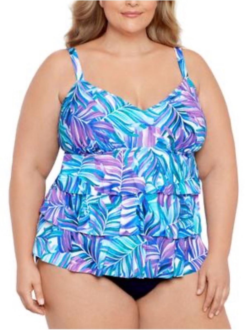 New Swim Solutions Women’s Tummy Control Fauxkini One-Piece Swimsuit 24W